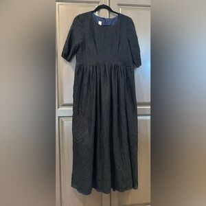 Replika Maxi Dress in Black with Navy Lining, Size S